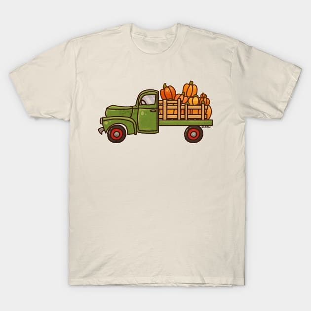 Pickup A Pumpkin! (Green Version) T-Shirt by Jan Grackle